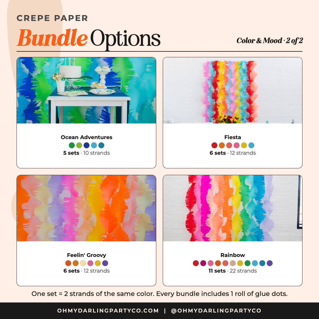Crepe paper bundle color options