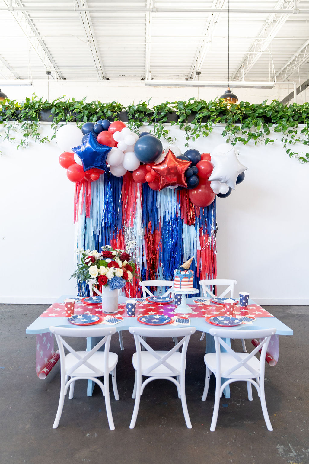 Stars & Stripes Fringe Backdrop-Backdrops-Oh My Darling Party Co