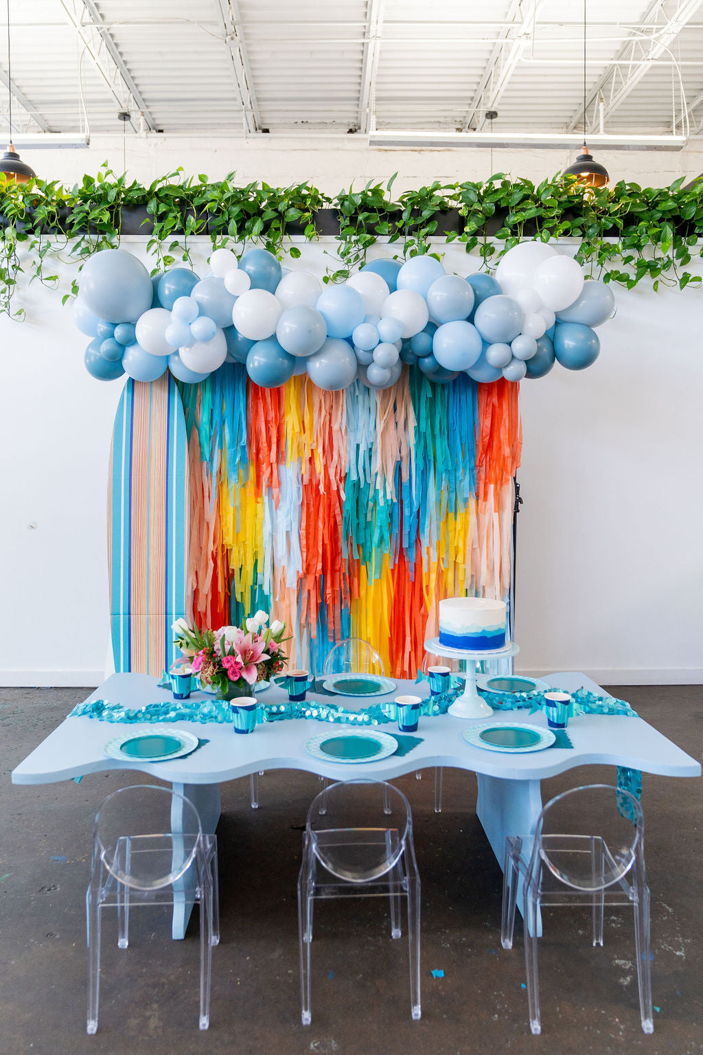 Surf's Up Fringe Backdrop-Oh My Darling Party Co-Fringe Backdrop, Streamer Backdrop, Fringe perfect for events & parties!