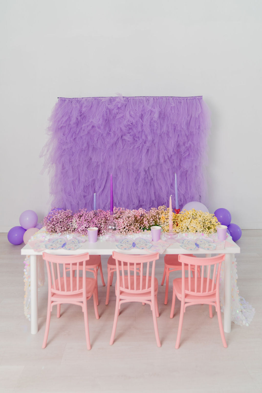 Tulle Fringe Backdrop in Lavender-Backdrops-Oh My Darling Party Co