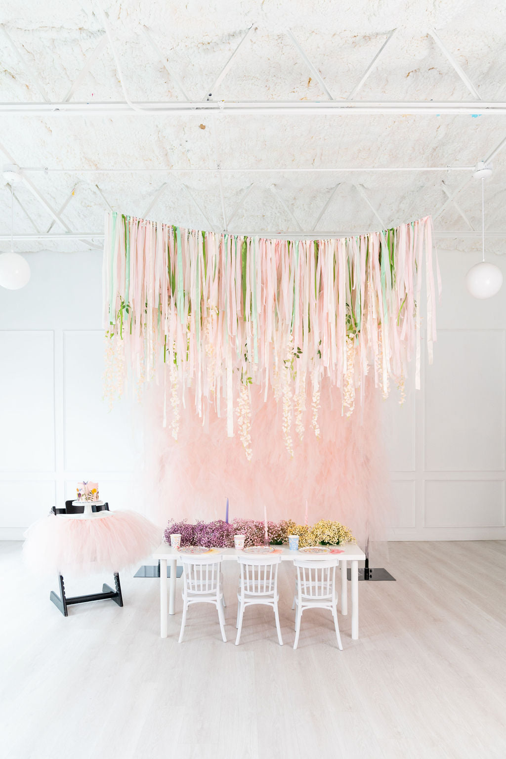 Tulle Fringe Backdrop in Blush-Backdrops-Oh My Darling Party Co