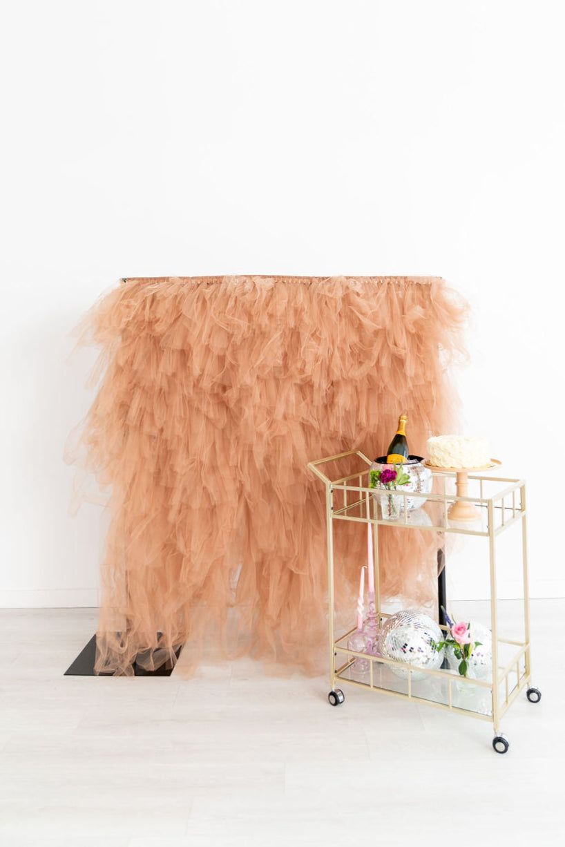 Tulle Fringe Backdrop in Coffee-Backdrops-Oh My Darling Party Co