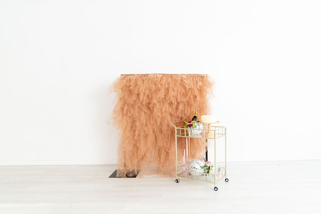 Tulle Fringe Backdrop in Coffee-Backdrops-Oh My Darling Party Co