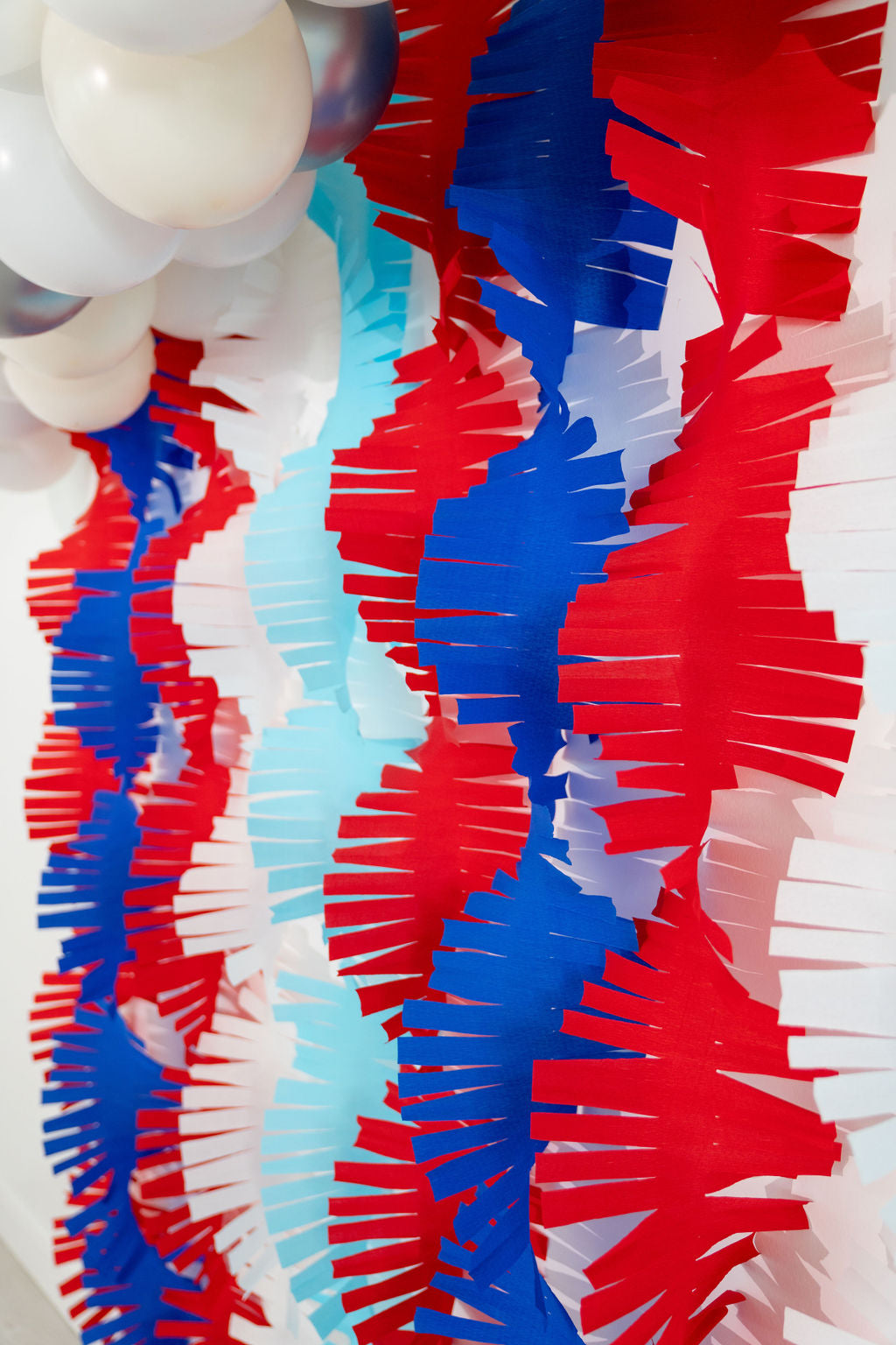 Red, White and Blue Fringe Crepe Paper Bundle-Oh My Darling Party Co-Fringe Backdrop, Streamer Backdrop, Fringe perfect for events & parties!