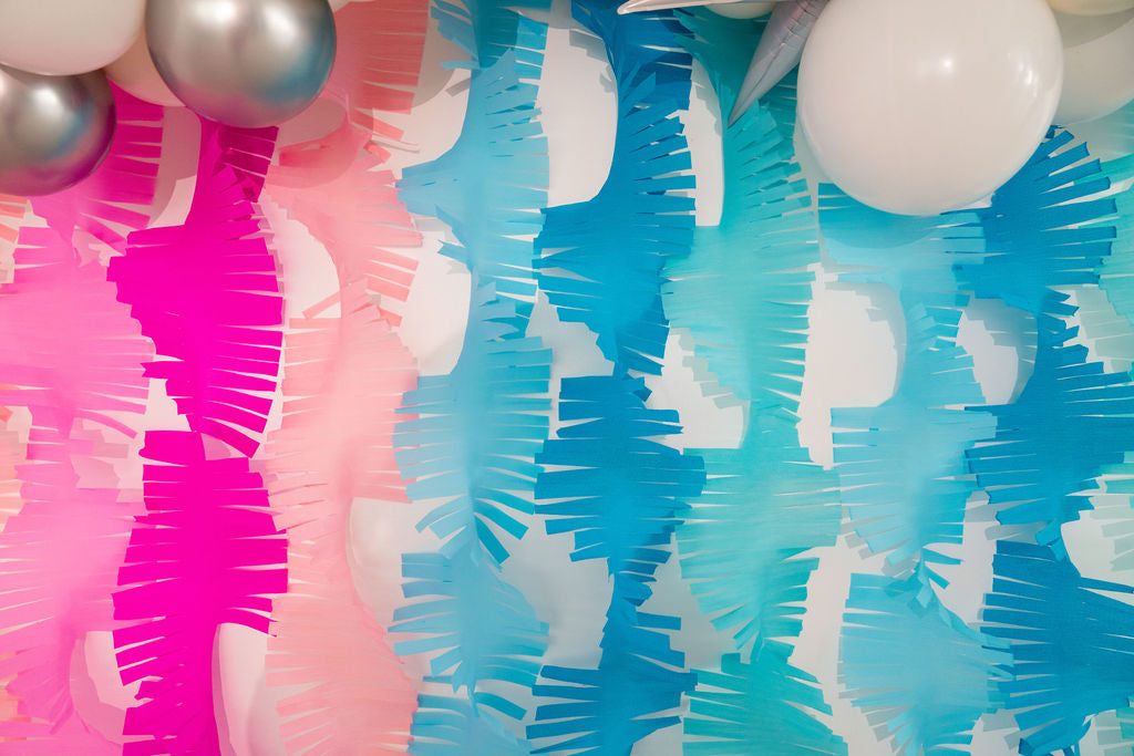 Gender Reveal Fringe Crepe Paper Bundle-Oh My Darling Party Co-Fringe Backdrop, Streamer Backdrop, Fringe perfect for events & parties!