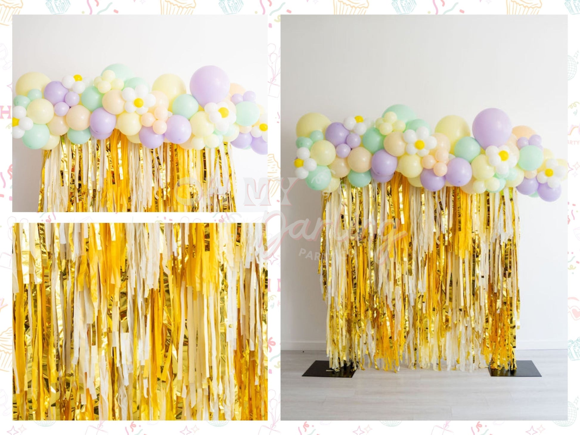 Daisy Daydream Backdrop-Fringe Backdrop-Party Decor-Oh My Darling Party Co-Oh My Darling Party Co-1st birthday decor, baby shower, baby shower decor, bachelorette, bachelorette backdro, bachelorette party, backdrops for party, balloon garland, balloon garlands, best sellers, birthday decor, birthday party, blush, boho nursery, boho party decor, boho tassel garland, bridal shower, buttercup, cochella party decor, colorful backdrop, default, ditsy floral, easter, fiesta, floral, florals, fringe backdrop, frin