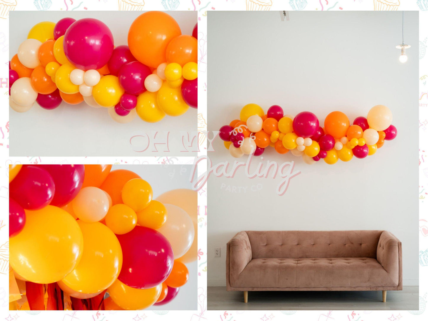 Dazed & Engaged Balloon Kit-Fringe Backdrop-Party Decor-Balloon Kits-Oh My Darling Party Co-90s bachelorette, bachelorette, bachelorette party, balloons, beach, boho bachelorette, fiesta, fiesta collection, fiesta party, final fiesta, last fiesta, mexican fiesta, pink and orange bachelorette, pink bachelorette, retro, retro bachelorette, summer, summer fun, summer party, summer soiree