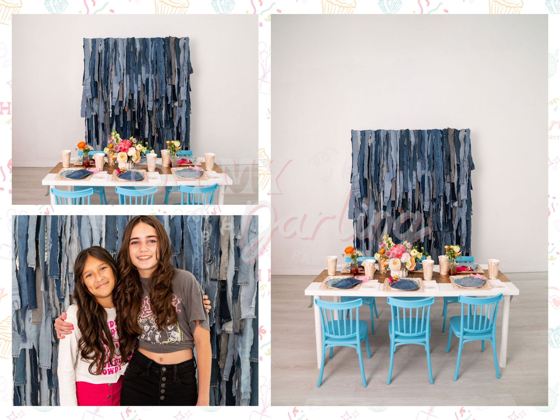 Denim on Denim Fringe Backdrop-Fringe Backdrop-Party Decor-Oh My Darling Party Co-Oh My Darling Party Co-1st rodeo, bachelorette, bachelorette party, backdrops for party, balloon garlands, BLUE BACKDROP, boy birthday, boy party, bull riding, Cowboy, cowboy christmas, Default, denim, farm, farm garland, farm theme, final rodeo, fort worth rodeo, fringe backdrop, fringe garland, Fringe Streamers, girl party, Houston Livestock Show and Rodeo, jeans, last rodeo, light blue, NFR, not my first rodeo, OMDPC, on th