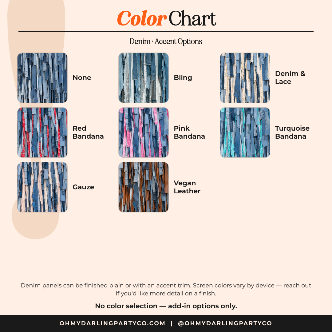 Denim fringe color chart