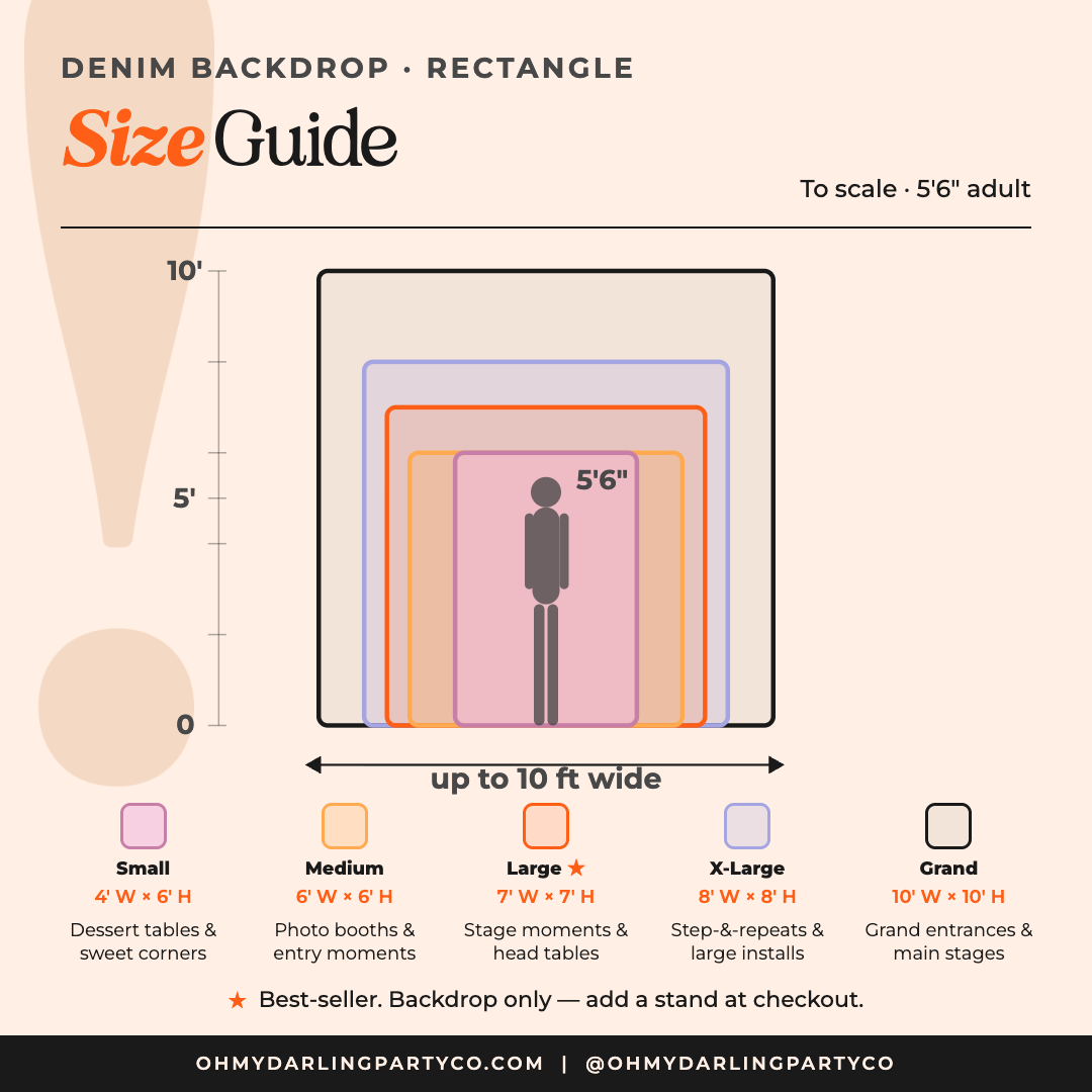 Denim backdrop rectangle size guide