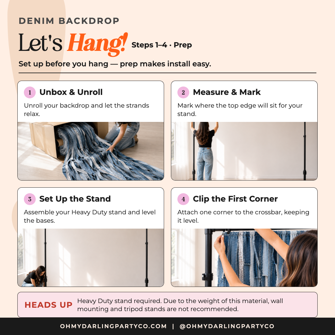 How to hang your denim backdrop