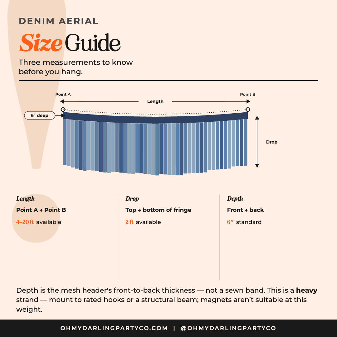 Denim Aerial size guide by Oh My Darling Party Co