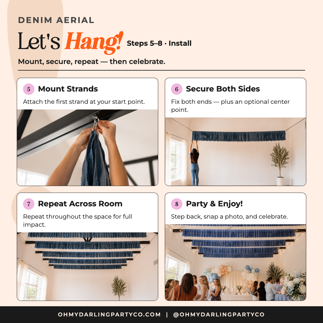 Denim Aerial installation by Oh My Darling Party Co