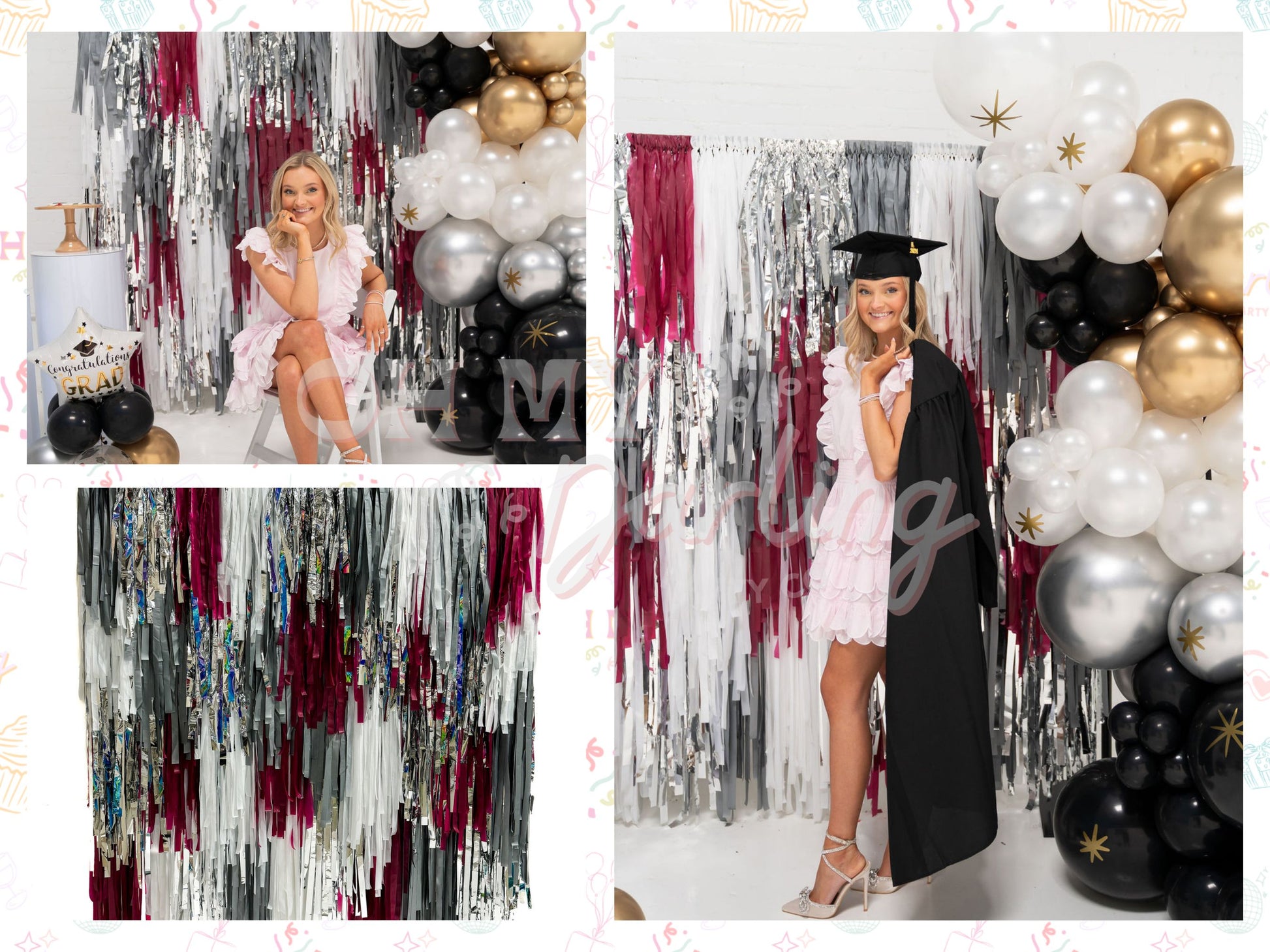 Diploma Dazzle Backdrop-Fringe Backdrop-Party Decor-Oh My Darling Party Co-Oh My Darling Party Co-1st birthday decor, baby shower decor, bachelorette, bachelorette backdro, bachelorette party, backdrops for party, balloon garland, balloon garlands, best sellers, birthday decor, Birthday Party, boho nursery, boho party decor, boho tassel garland, boy party, bridal shower, celebrate, cochella party decor, college football, colorful backdrop, congratulations, fiesta, fringe backdrop, fringe garland, fringe pho