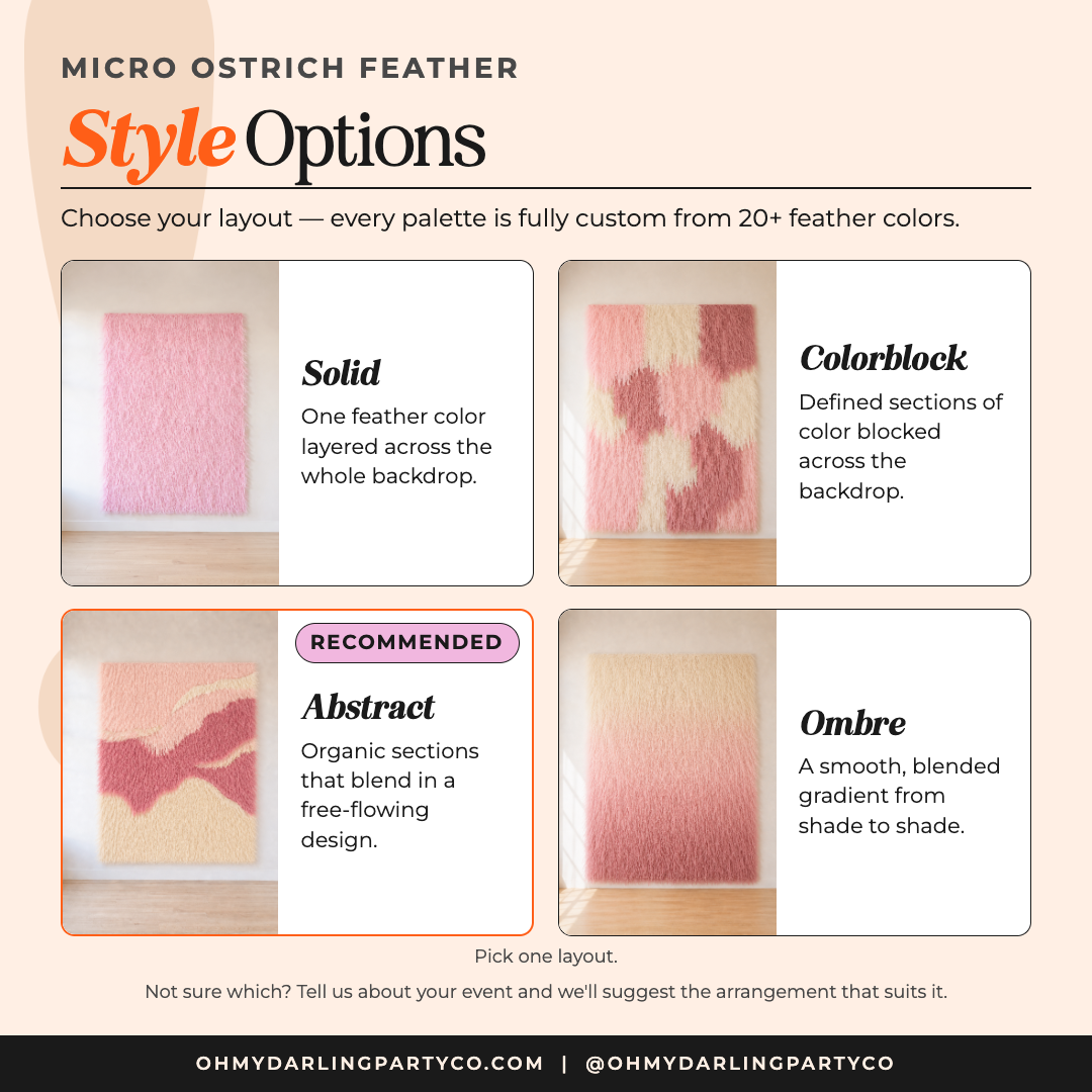 Feather backdrop style options