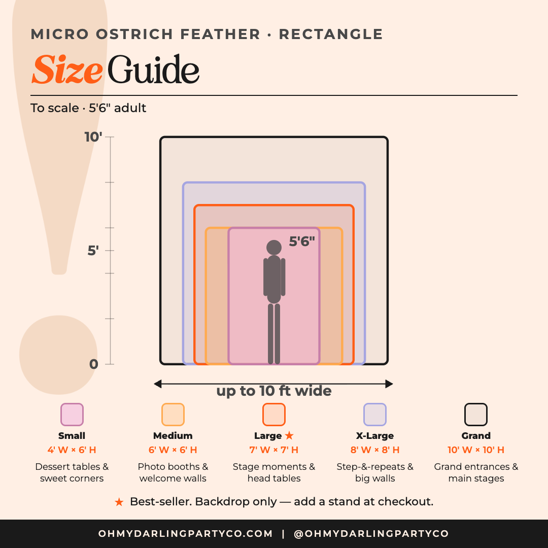 Feather backdrop rectangle size guide