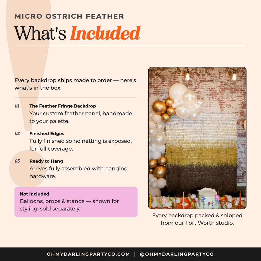What's included with your feather backdrop