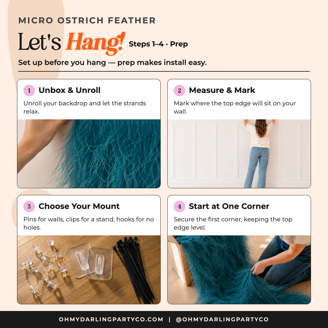 How to hang your feather backdrop