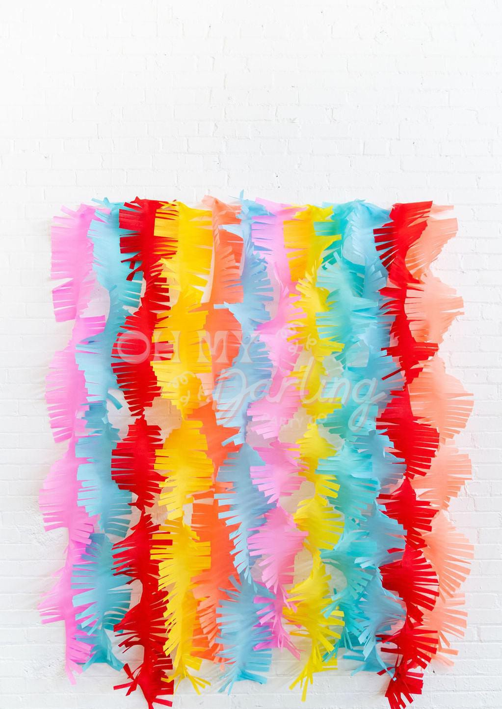 Riles & Bash Mexican Fiesta Streamer Backdrop with Crepe authentic Paper Flowers and Ruffled Fiesta Streamers