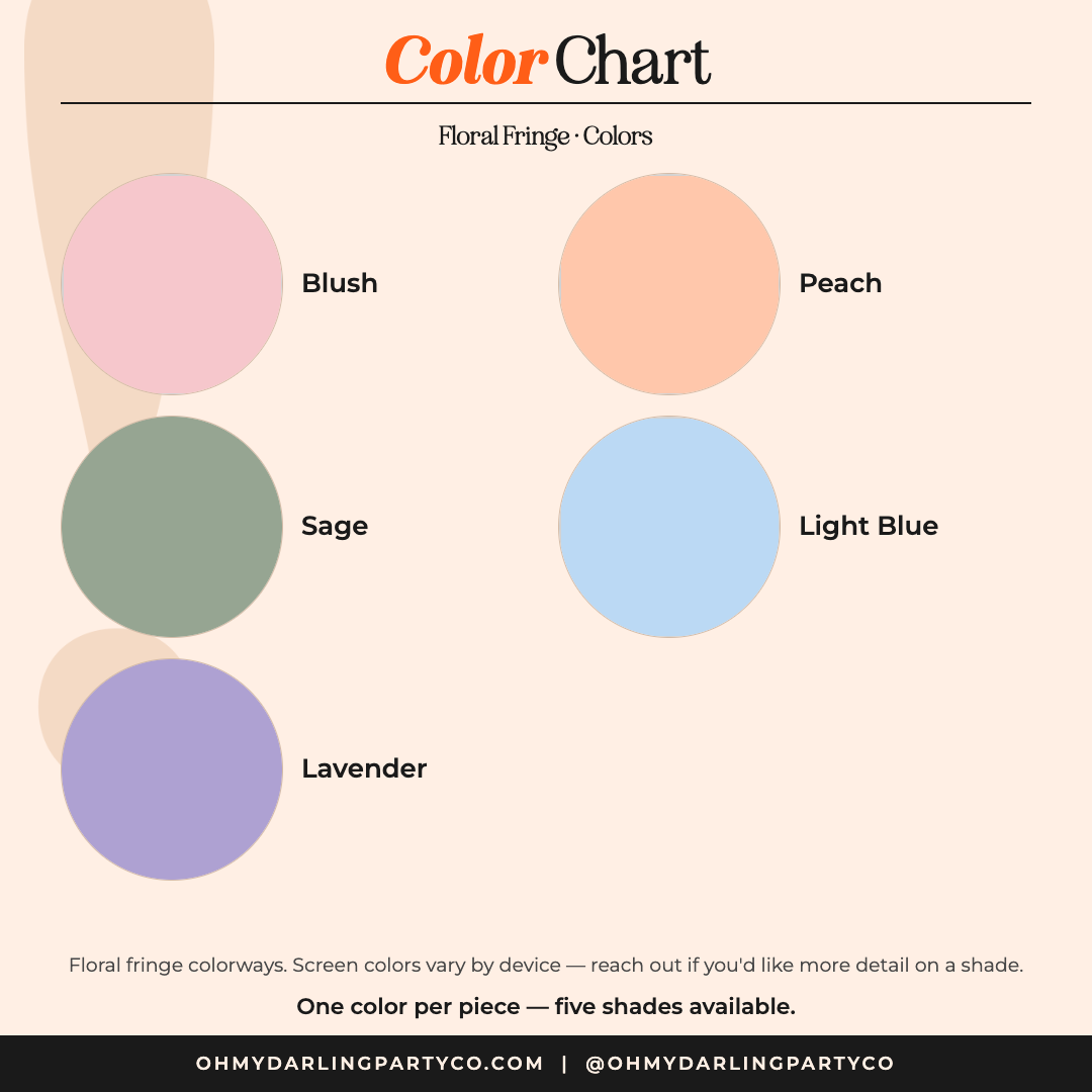 Floral Backdrop color chart by Oh My Darling Party Co