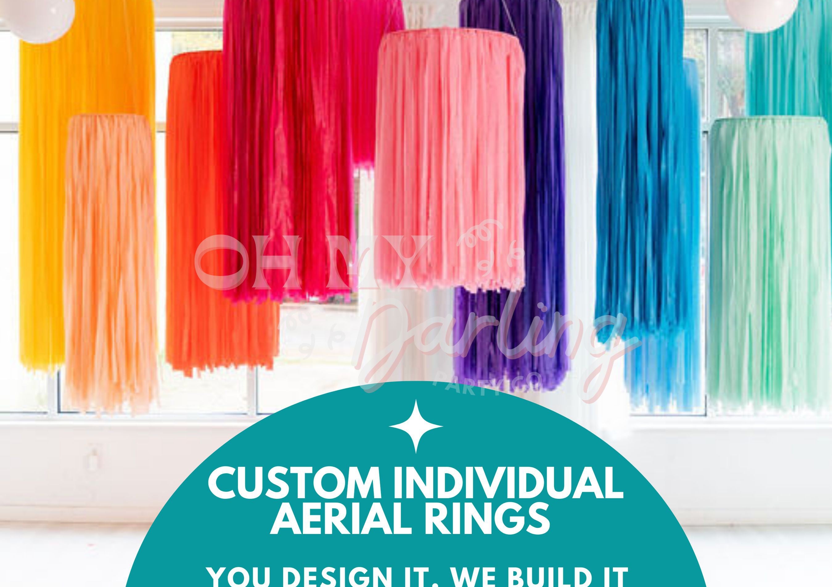 Pastel Aerial Swags | shops | Ceiling Fringe | Fringe Strands | Wedding Fringe | Hanging Fringe