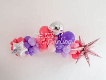 Interstellar Balloon Kit-Fringe Backdrop-Party Decor-Balloon Kits-Oh My Darling Party Co-balloons, candy pink, girl space party, interstellar, love you two the moon and back, out of the galaxy, outerspace, Pink, pink and purple, PINK BACKDROP, pink purple party, purple and pink, purple and pink party, space cowgirl, space party, two infinity