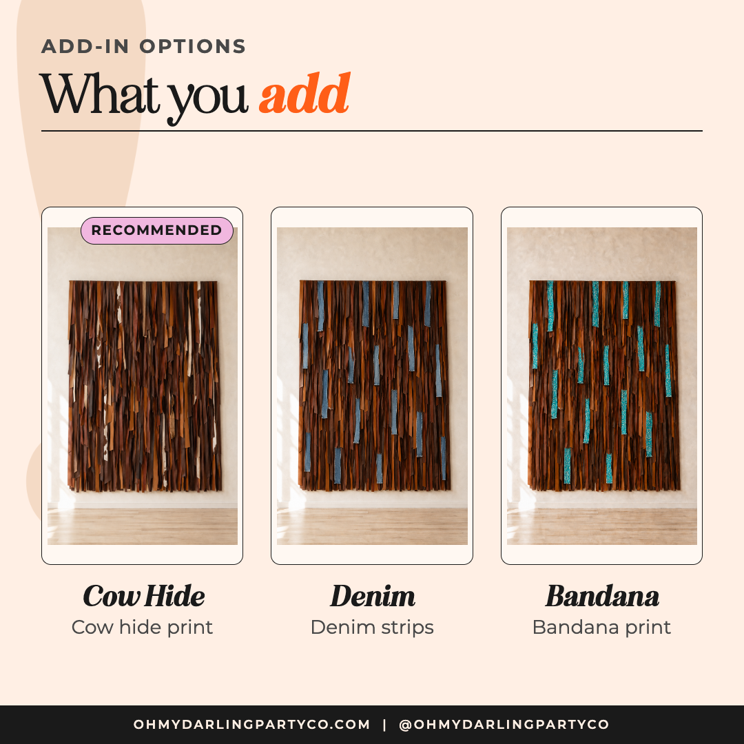 Leather Backdrop add-in options by Oh My Darling Party Co