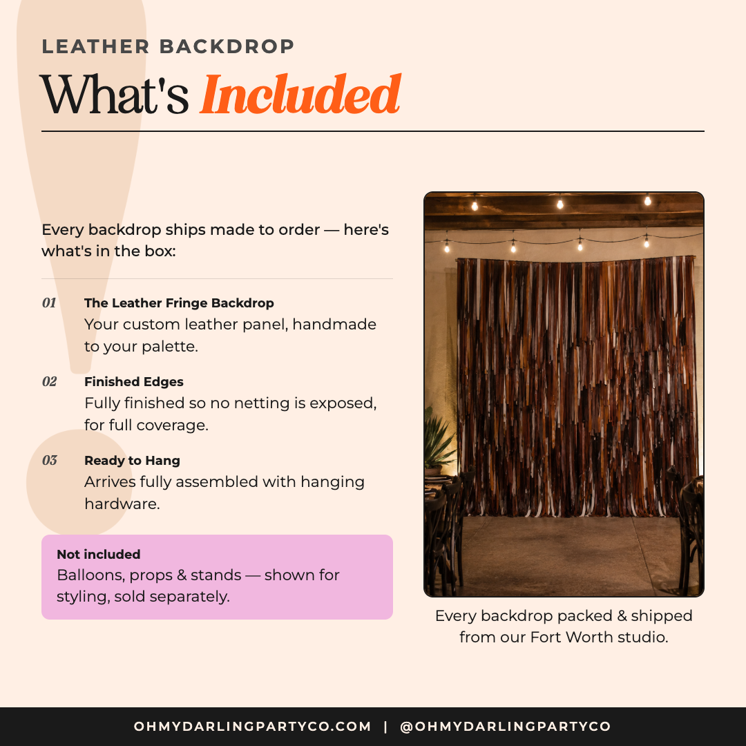 What's included with the Leather Backdrop by Oh My Darling Party Co