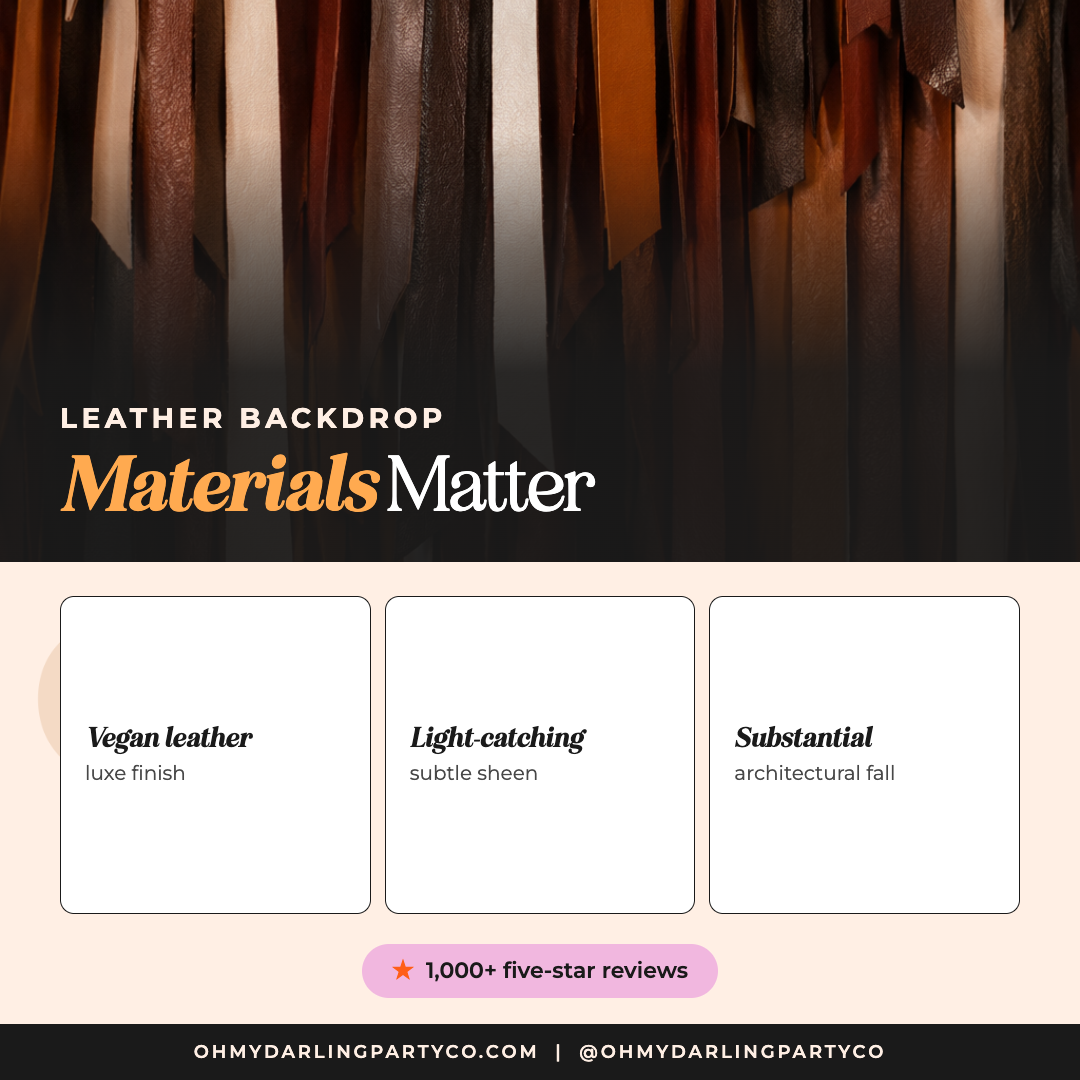 Leather Backdrop materials by Oh My Darling Party Co