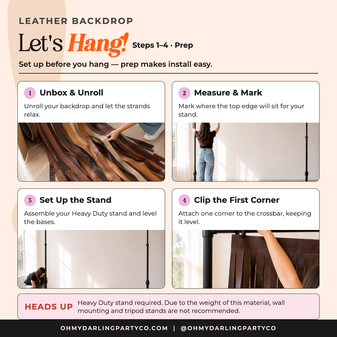 How to hang the Leather Backdrop by Oh My Darling Party Co