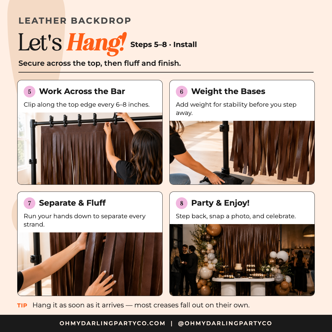 How to hang the Leather Backdrop by Oh My Darling Party Co