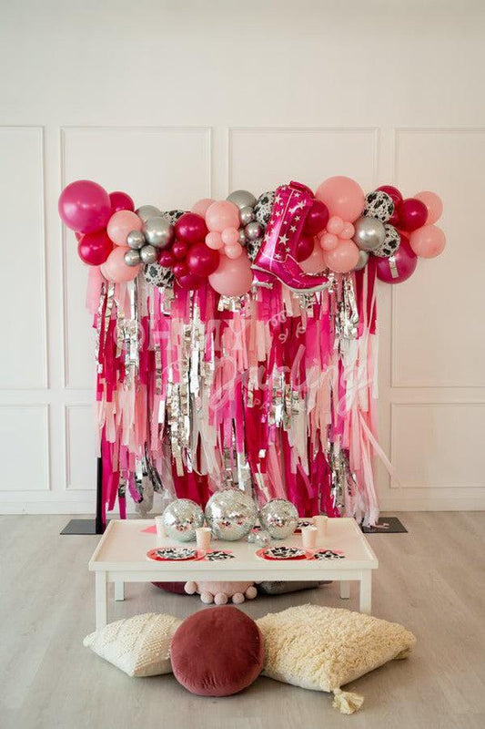 Let's Go Girls Fringe Backdrop-Fringe Backdrop-Party Decor-Oh My Darling Party Co-Oh My Darling Party Co-baby pink, bachelorette, bachelorette party, backdrops for party, balloon garlands, be my valentine, best sellers, birthday girl, candy pink, Cowgirl, Cowgirl Shania Twain, default, disco cowgirl, Dolly Parton, fringe garland, Fringe Streamers, got your bash, happy birthday, last hoedown, last rodeo, metallic backdrop, metallic silver, nashty, nashty bachelorette, nashville bach, OMDPC, party backdrops, 