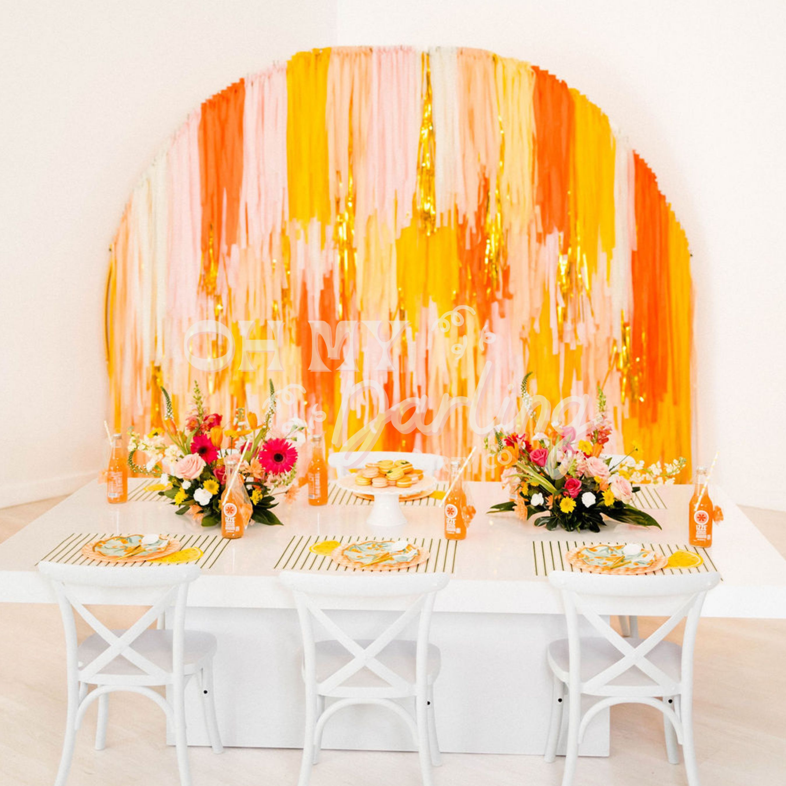 20 Strands outlets Circle Garland- Ombre Yellow Orange Circle Backdrop- Party Decoration