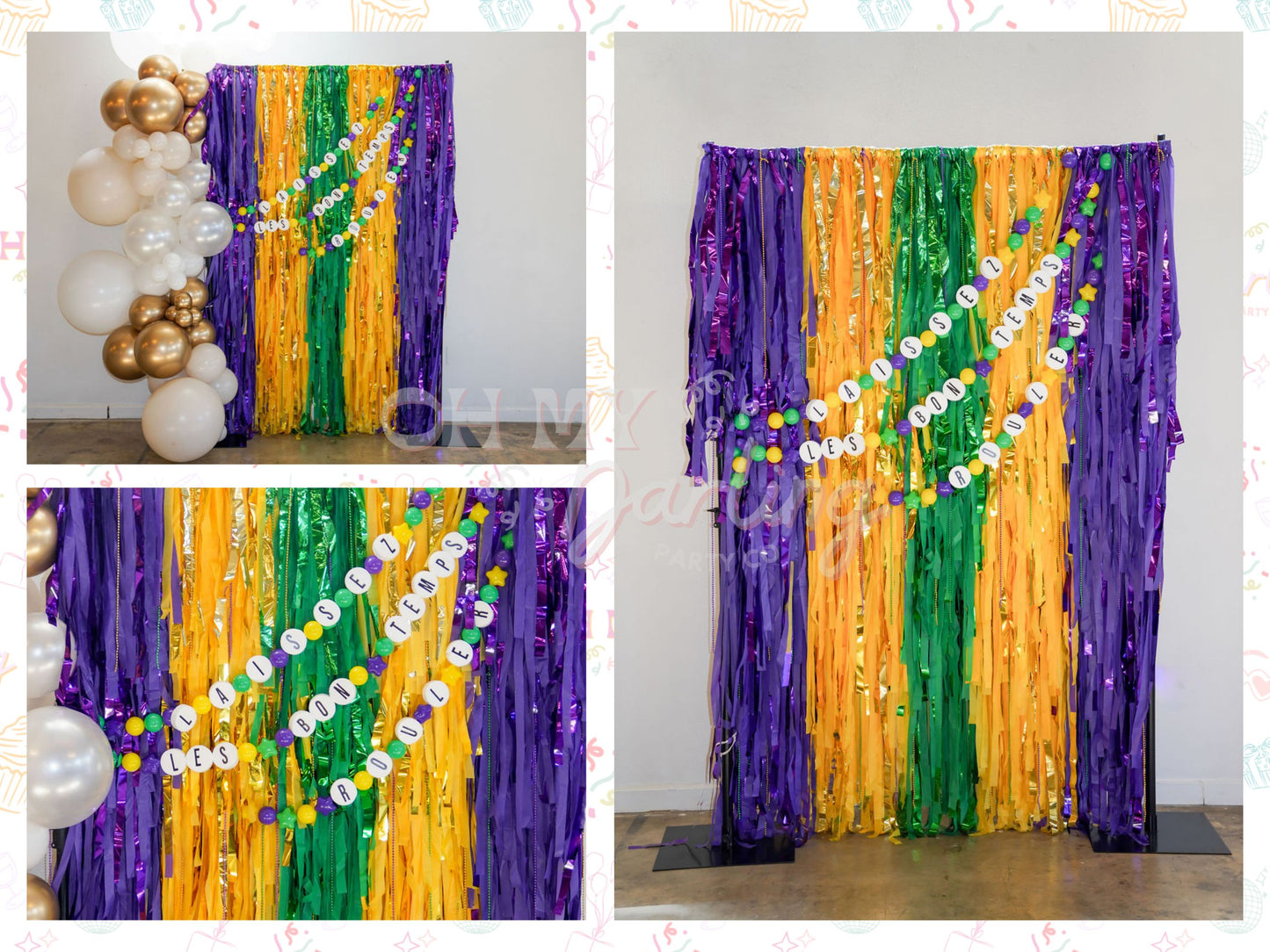 Mardi Gras Madness Backdrop-Fringe Backdrop-Party Decor-Oh My Darling Party Co-Oh My Darling Party Co-1st birthday decor, 21st Birthday, 90s bachelorette party, baby shower decor, bachelorette, bachelorette backdro, bachelorette party, backdrops for party, balloon garland, balloon garlands, beads beignets and bubbly, best sellers, birthday decor, birthday decorations, birthday girl, birthday party, blackout on bourbon, boho nursery, boho party decor, boho tassel garland, bridal shower, bride on bourbon, cel