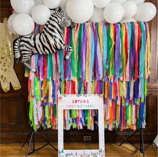 Oh my darling party co customer photo of multicolor fringe backdrop