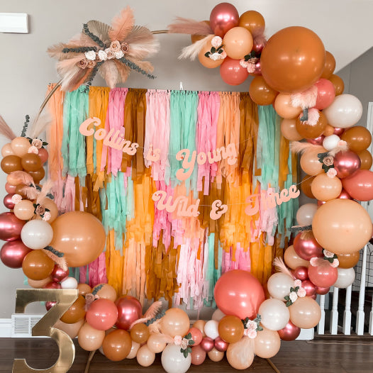 Oh my darling party co customer photo of retro colored fringe backdrop