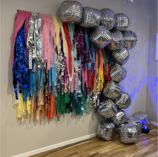 Oh my darling party co customer photo of multi color fringe backdrop