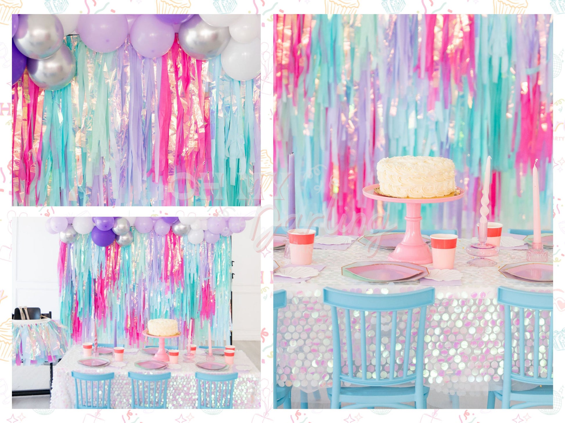 Mermaid Shellebrate Fringe Backdrop-Fringe Backdrop-Party Decor-Oh My Darling Party Co-Oh My Darling Party Co-backdrops for party, balloon garlands, be mine, be my valentine, beach, Beach House, bermuda, blue, BLUE BACKDROP, BLUE BACKDROPS, blue party, butterfly, candy pink, default, donuts, fringe garland, Fringe Streamers, girl party, iridescent, last splash, lavender, lavender birthday, light blue, mermaid, mermaid party, mermaids, metalic silver, metallic iridescent, metallic silver, mint, ocean, OMDPC,