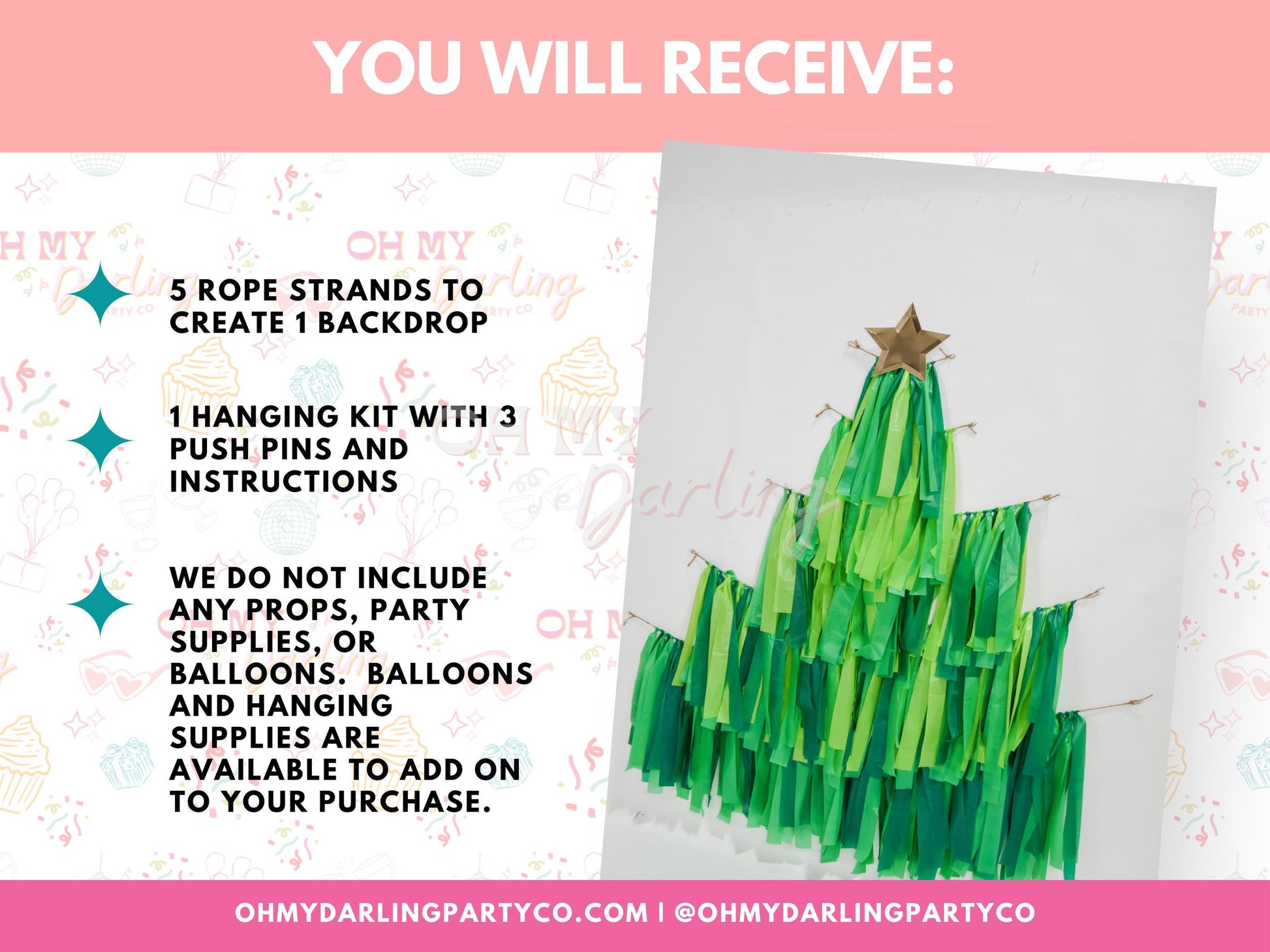 Oh Christmas Tree Backdrop-Fringe Backdrop-Party Decor-Oh My Darling Party Co-Oh My Darling Party Co-1st birthday decor, baby shower decor, bachelorette, bachelorette backdro, bachelorette party, backdrops for party, balloon garland, balloon garlands, best sellers, birthday decor, birthday party, boho nursery, boho party decor, boho tassel garland, bridal shower, christmas, christmas 22, christmas birthday, Christmas Decor, christmas decoration, christmas dinner, christmas eve, christmas garland, Christmas 