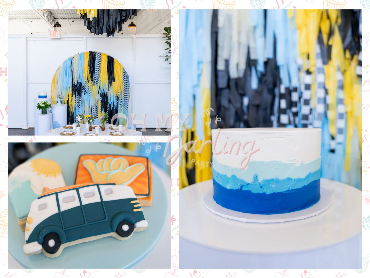 One Cool Dude Semi Circle Fringe Backdrop-Fringe Backdrop-Party Decor-Oh My Darling Party Co-Oh My Darling Party Co-baby, baby blue, backdrops for party, balloon garlands, Birthday, birthday decorations, black and yellow, blue and peach, blue and white, blue party, checkered, cool dude, dusty blue, first birthday, fringe garland, Fringe Streamers, gender neutral birthday, happy dude, Kids Birthday, Kids Party, ocean, OMDPC, party backdrops, preppy, preppy party, semi circle, semicircle backdrop, skater, smi