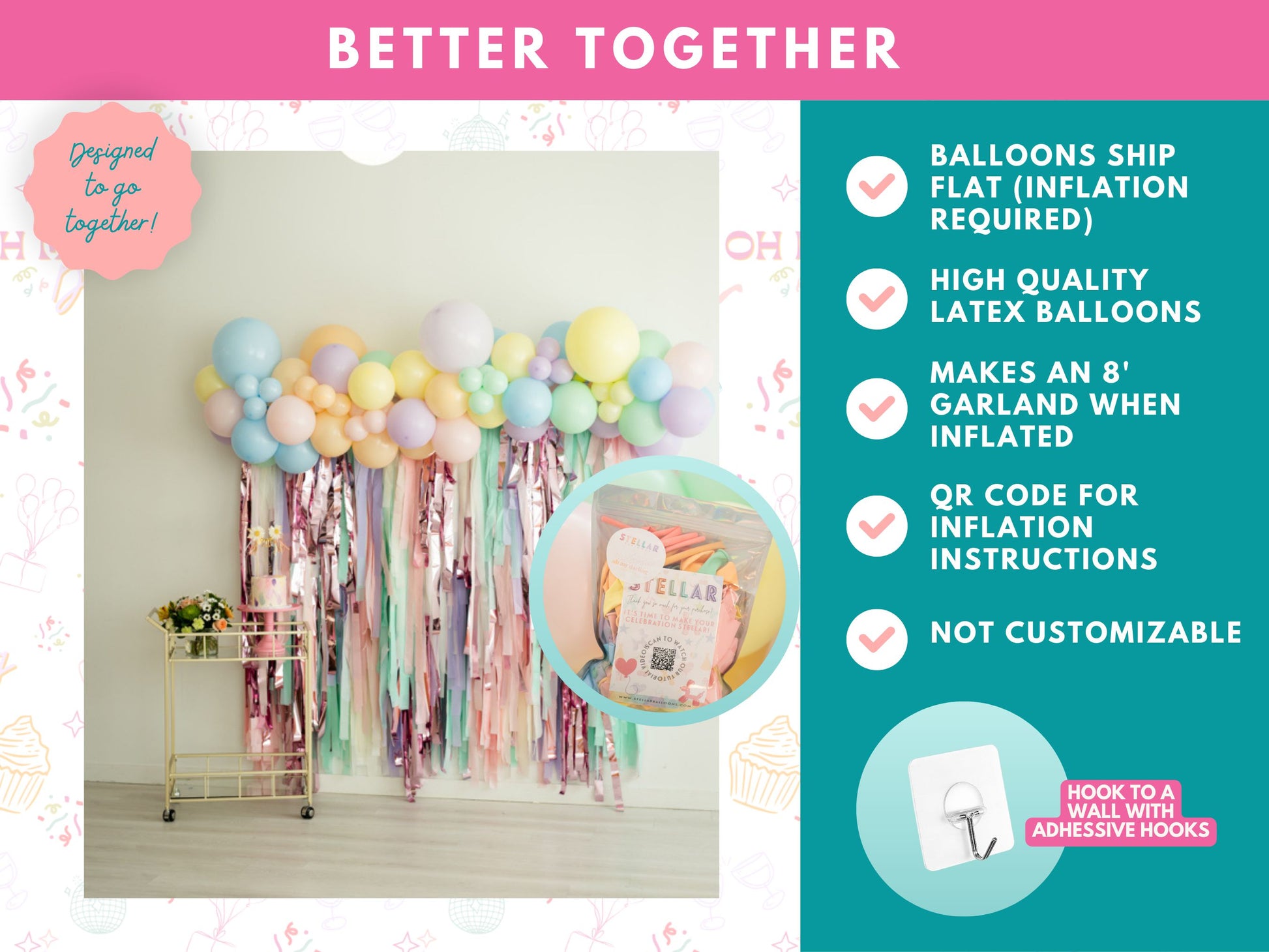 Pastel Balloon Kit-Fringe Backdrop-Party Decor-Balloon Kits-Oh My Darling Party Co-balloons, easter, easter bunny, easter fringe, easter garland, easter party, easter time, happy easter, pastel, pastel birthday, pastel blue, pastel party, pastel rainbow, pastel rainbows, pastels, purple pastel, spring