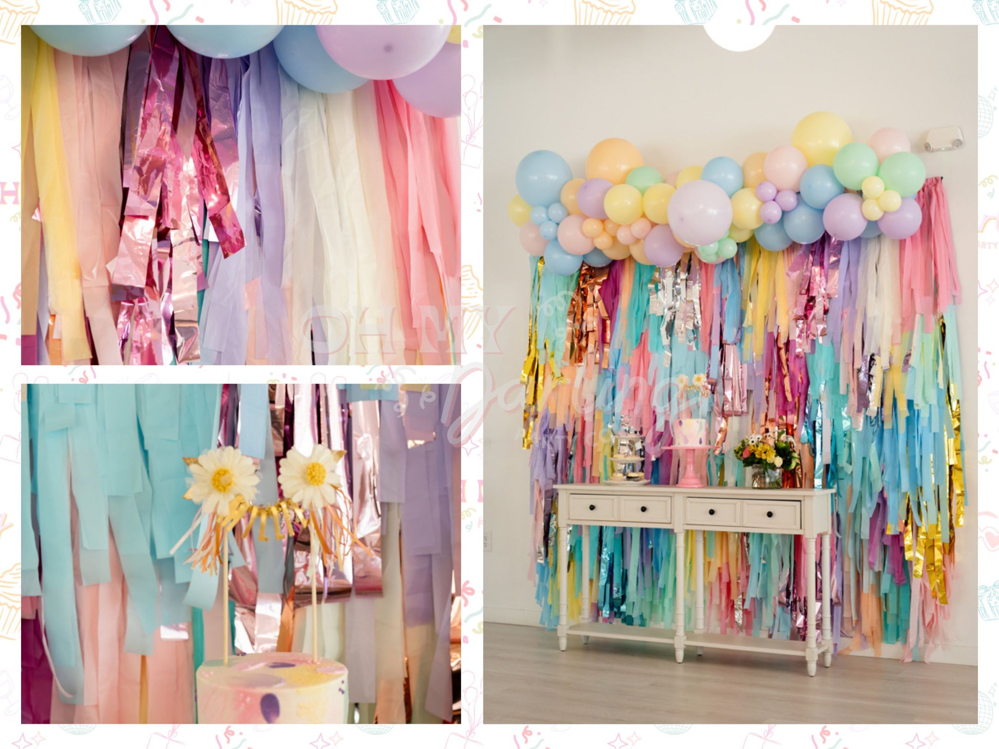 Pastel Rainbow Backdrop-Fringe Backdrop-Party Decor-Oh My Darling Party Co-Oh My Darling Party Co-1st birthday decor, baby shower decor, bachelorette, bachelorette backdro, bachelorette party, backdrops for party, balloon garland, balloon garlands, best sellers, birthday decor, birthday decorations, birthday party, blush, boho nursery, boho party decor, boho rainbow, boho tassel garland, boy birthday, bridal shower, bright rainbow, bubblegum, buttercup, cochella party decor, colorful backdrop, default, dust