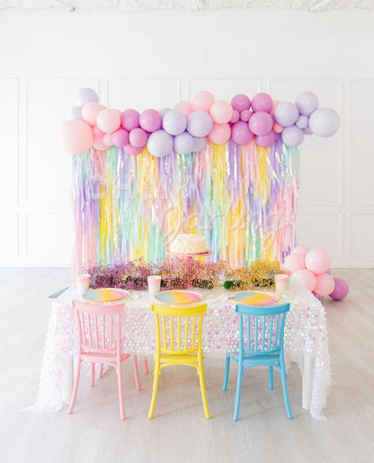 Pastel Unicorn Birthday Party-Fringe Backdrop-Party Decor-Oh My Darling Party Co-Oh My Darling Party Co-1st birthday decor, baby shower decor, bachelorette, bachelorette backdro, bachelorette party, backdrops for party, balloon garland, balloon garlands, be my valentine, best sellers, birthday decor, birthday party, blush, boho nursery, boho party decor, boho tassel garland, bridal shower, buttercup, butterfly, cochella party decor, colorful backdrop, default, easter, fiesta, fringe backdrop, fringe garland