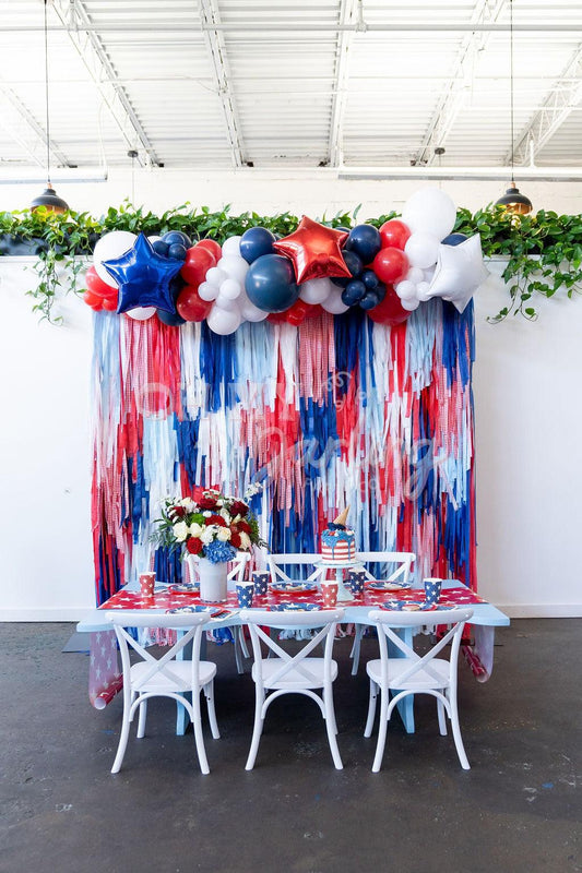 Picnic on the 4th of July Backdrop-Fringe Backdrop-Party Decor-Oh My Darling Party Co-Oh My Darling Party Co-4th july, 4th of July, Airplane, airplane birthday, airplanes, americana, backdrops for party, balloon garlands, birthday boy, blue, blue and white, BLUE BACKDROP, BLUE BACKDROPS, boat, boating, boats, boy party, default, Fishing, fourth of july, fringe garland, Fringe Streamers, gn party, gone fishing, Independence Day, july 4, OMDPC, party backdrops, Patriotic, red, Red and White, RED BACKDROP, red