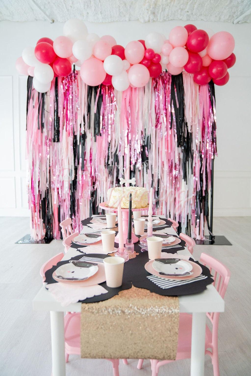 Poodle Party Backdrop-Fringe Backdrop-Party Decor-Oh My Darling Party Co-Oh My Darling Party Co-1st birthday decor, 30th birthday, 60th birthday, baby pink, baby shower decor, bachelorette, bachelorette backdro, bachelorette party, backdrops for party, balloon garland, balloon garlands, best sellers, Birthday, birthday decor, birthday party, black, black backdrops, blush, boho nursery, boho party decor, boho tassel garland, bridal shower, bubblegum, candy pink, cochella party decor, colorful backdrop, dog p