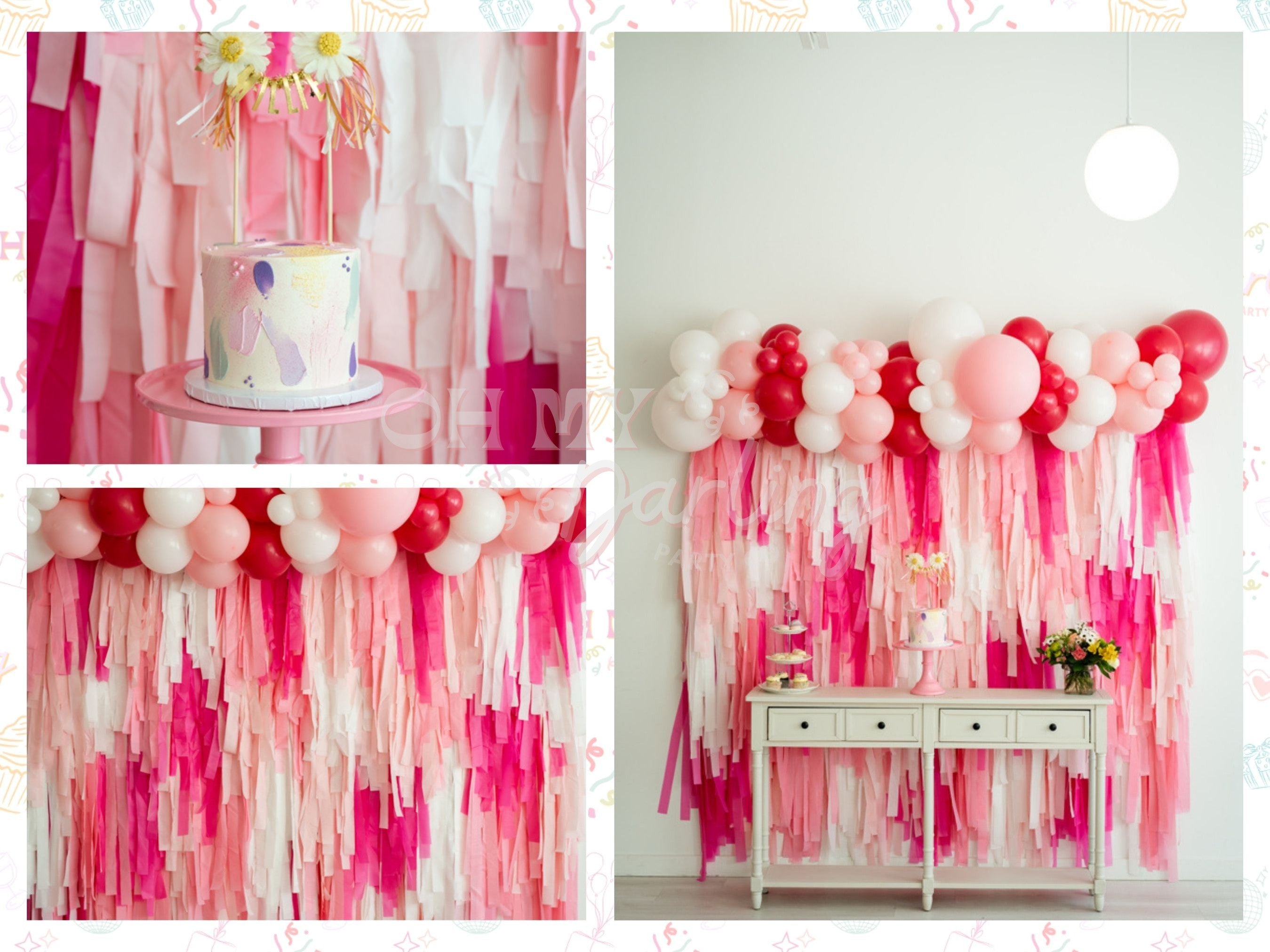 Pretty In Pink Backdrop-Fringe Backdrop-Party Decor-Oh My Darling Party Co-Oh My Darling Party Co-baby pink, baby shower, bachelorette, backdrops for party, balloon garlands, barbie, be my valentine, best sellers, blush, bridal shower, bubblegum, candy pink, dance, default, florals, fringe garland, Fringe Streamers, girl party, graduation, OMDPC, party backdrops, Pink, pink and white, pink baby shower, pink bachelorette, PINK BACKDROP, pink halloween, pink party, pink shower decor, pink unicorn, princess, s