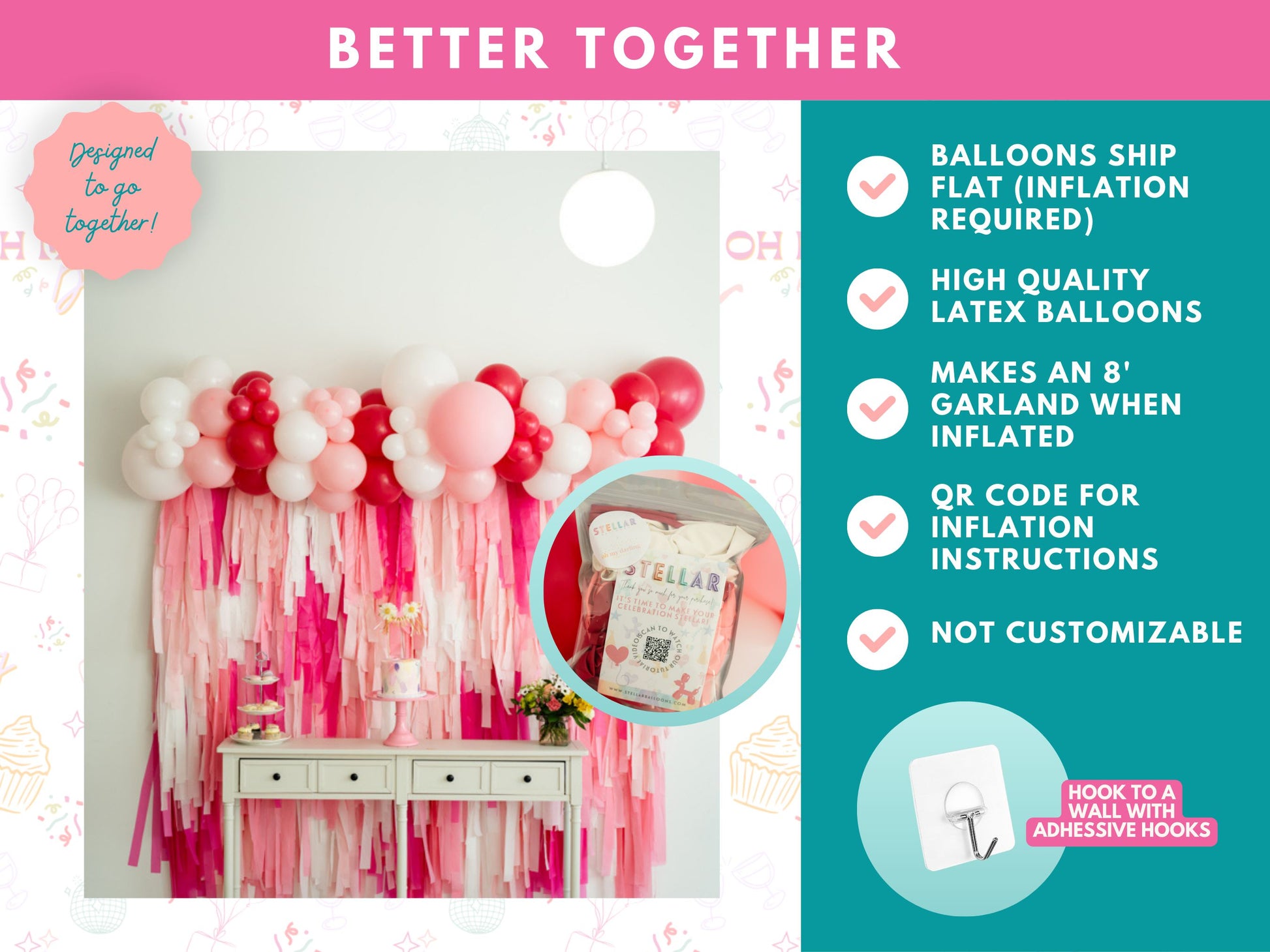 Pretty In Pink Balloon Kit-Fringe Backdrop-Party Decor-Balloon Kits-Oh My Darling Party Co-baby pink, balloons, candy pink, easter, easter fringe, easter party, happy easter, pastel, Pink, pink and purple, pink and white, pink baby shower, pink bachelorette, PINK BACKDROP, pink balloons, pink check, pink new years, pink party, pink purple party, pink shower decor, pinkmas, spring