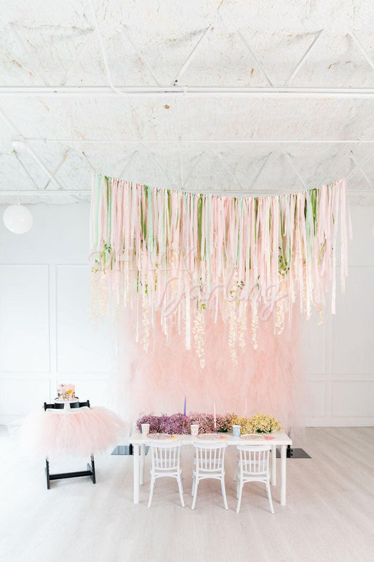 Ready To Ship: Floral Aerial (Multiple Colors)-Fringe Backdrop-Party Decor-Ready To Ship-Oh My Darling Party Co-aerial, baby in bloom, baby pink, baby shower, backdrops for party, balloon garlands, be my valentine, best seller, best sellers, blue baby shower, blush, bridal, bridal party, bridal shower, bridal shower decor, bubblegum, ceiling, default, easter, easter bunny, easter fringe, easter party, faux floral, floral, floral paper, floral party, floral wall, florals, fringe garland, Fringe Streamers, ga