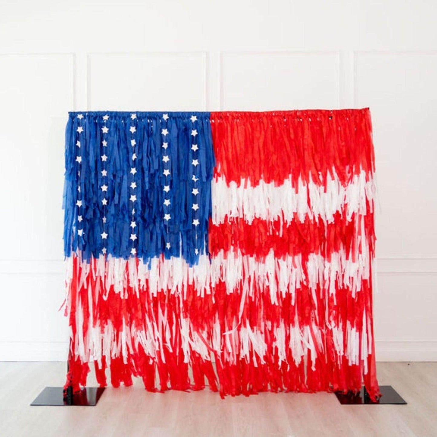 Ready To Ship: Home of The Brave American Flag Backdrop-Fringe Backdrop-Party Decor-Ready To Ship-Oh My Darling Party Co-america, American Flag, americana, backdrops for party, balloon garlands, birthday boy, BLUE BACKDROP, BLUE BACKDROPS, boy party, default, fourth of july, fringe garland, Fringe Streamers, gn party, Independence Day, made in the usa, OMDPC, party backdrops, Patriotic, red, RED BACKDROP, red white and blue, red white blue, Royal Blue, RTS - 60, super hero, superhero, tassels, ULTRA, usa, W