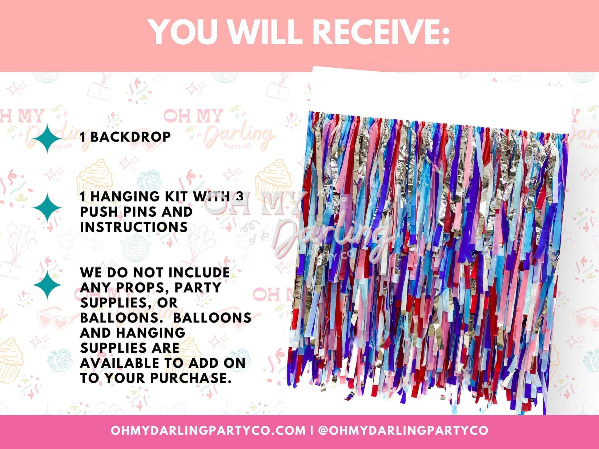 Ready To Ship: Party In The USA Fringe Backdrop-Fringe Backdrop-Party Decor-Ready To Ship-Oh My Darling Party Co-4th july, 4th of July, backdrops for party, balloon garlands, bermuda, blue, blue and white, BLUE BACKDROP, BLUE BACKDROPS, boy party, bubblegum, default, Forth of July, fourth of july, fringe garland, Fringe Streamers, Independence Day, july, july 4, light blue, metallic silver, OMDPC, party backdrops, Patriotic, PINK BACKDROP, premium, red, RED BACKDROP, red white and blue, red white blue, roya